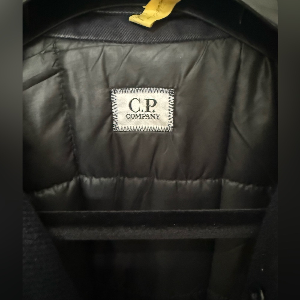 C.P. Company Navy Wool-Blend
Detachable-Hood Quilted Pea Coat - Picture 4 of 15